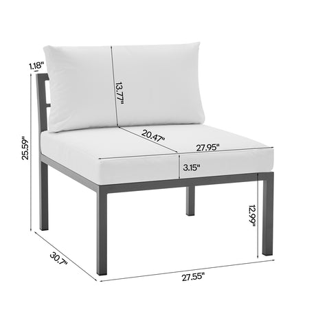 Sunnyside Corner Patio Conversation Set with Table in Grey on White - Ornate Home