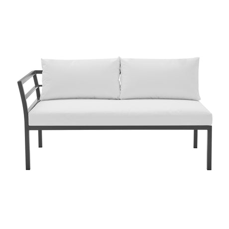 Sunnyside Corner Patio Conversation Set with Table in Grey on White - Ornate Home