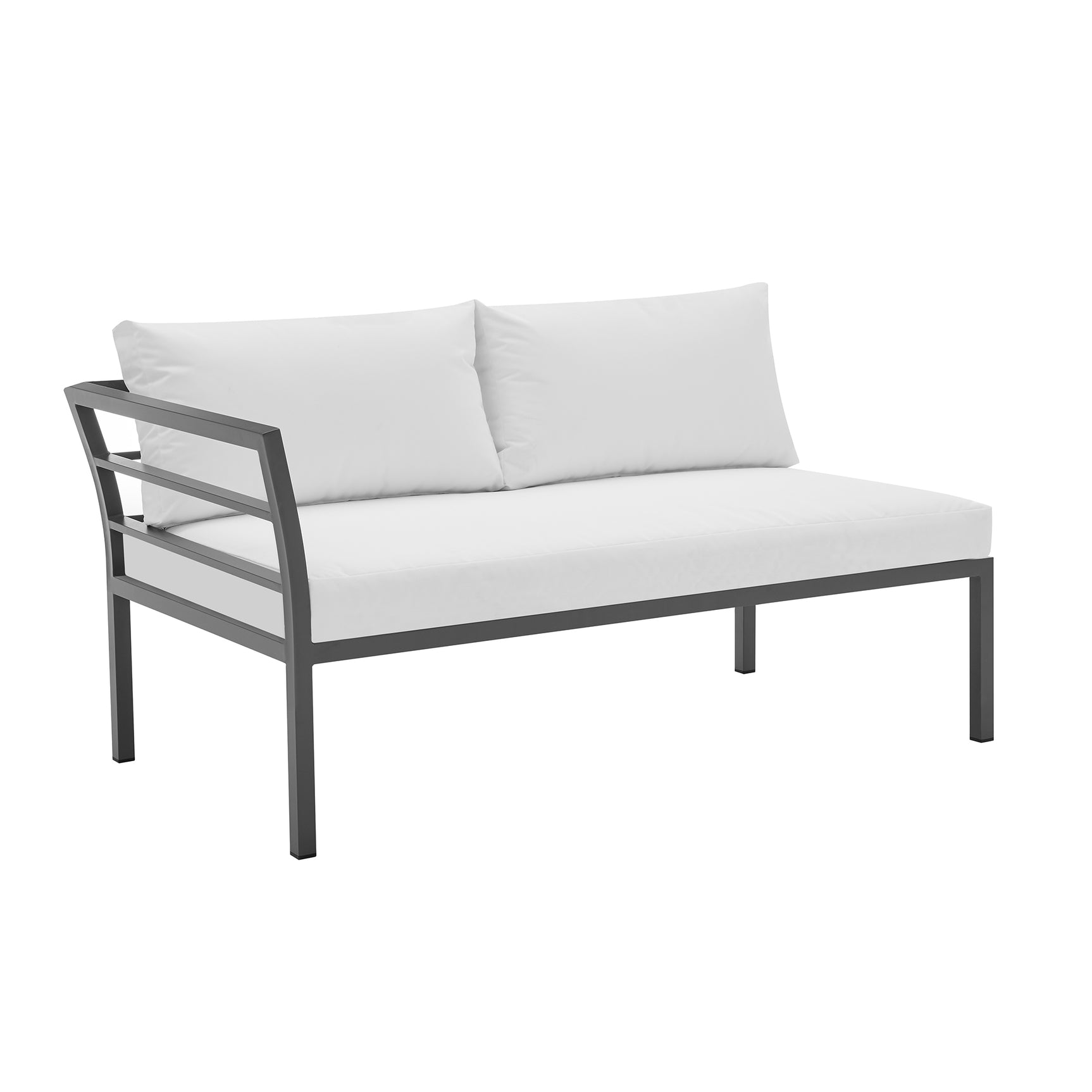 Sunnyside Corner Patio Conversation Set with Table in Grey on White - Ornate Home