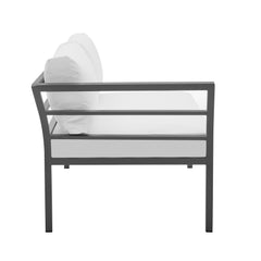Sunnyside Corner Patio Conversation Set with Table in Grey on White - Ornate Home