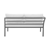 Sunnyside Corner Patio Conversation Set with Table in Grey on White - Ornate Home