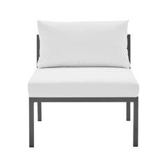 Sunnyside Corner Patio Conversation Set with Table in Grey on White - Ornate Home