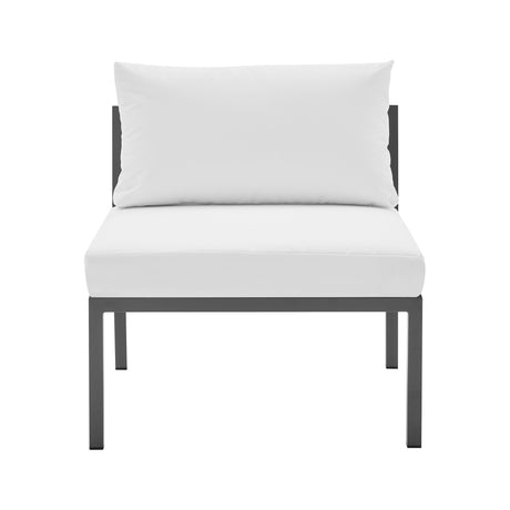 Sunnyside Corner Patio Conversation Set with Table in Grey on White - Ornate Home