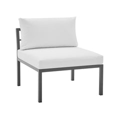 Sunnyside Corner Patio Conversation Set with Table in Grey on White - Ornate Home