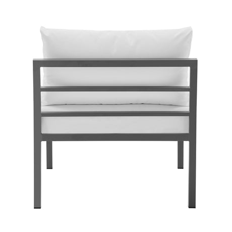 Sunnyside Corner Patio Conversation Set with Table in Grey on White - Ornate Home