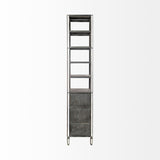 Sunnyvale Dark Brown Solid Wood and Mirrored Glass Four Shelf Shelving Unit - Ornate Home