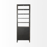Sunnyvale Dark Brown Solid Wood and Mirrored Glass Four Shelf Shelving Unit - Ornate Home