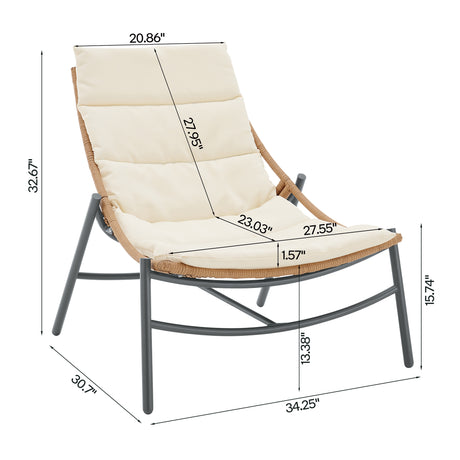 Sunset 3-Piece Patio Conversation Set in Cream - Ornate Home