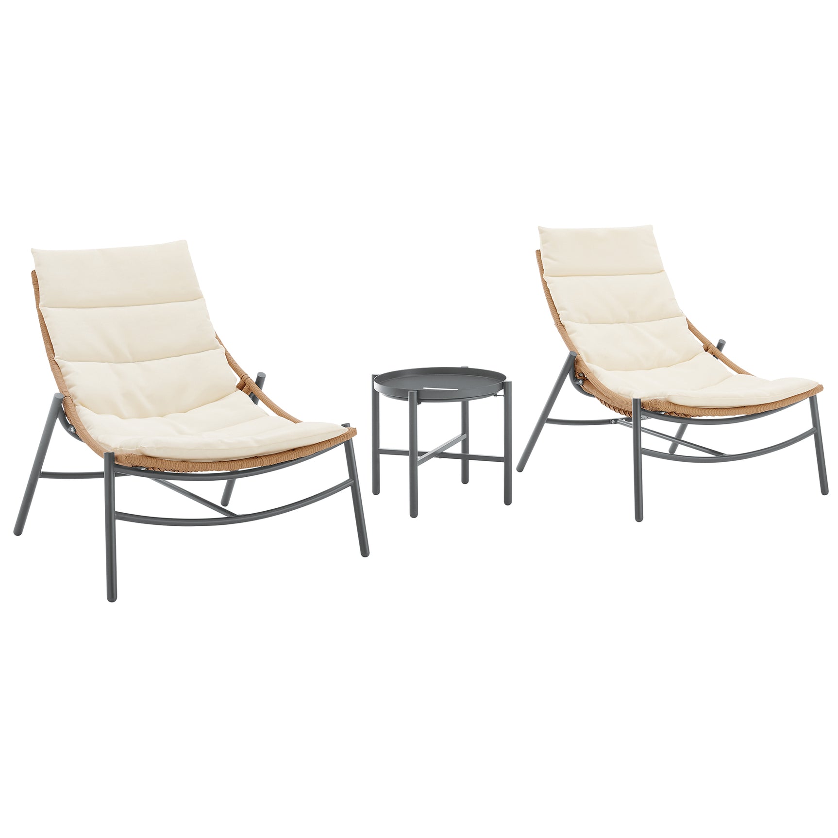 Sunset 3-Piece Patio Conversation Set in Cream - Ornate Home