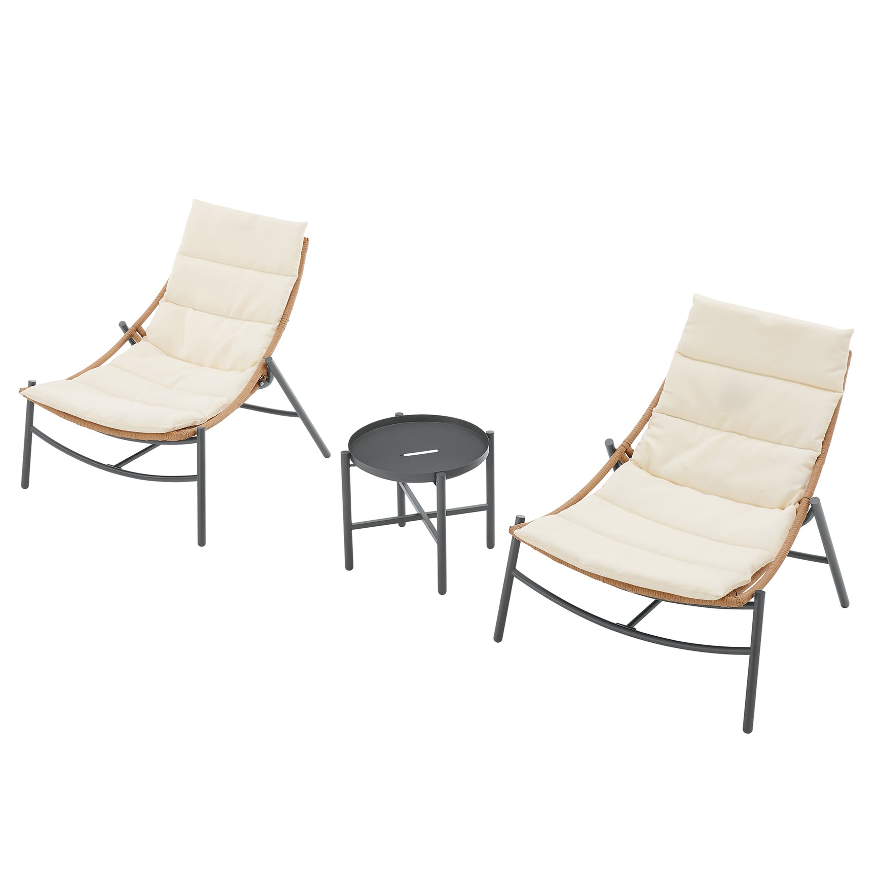 Sunset 3-Piece Patio Conversation Set in Cream - Ornate Home