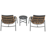 Sunset 3-Piece Patio Conversation Set in Grey - Ornate Home