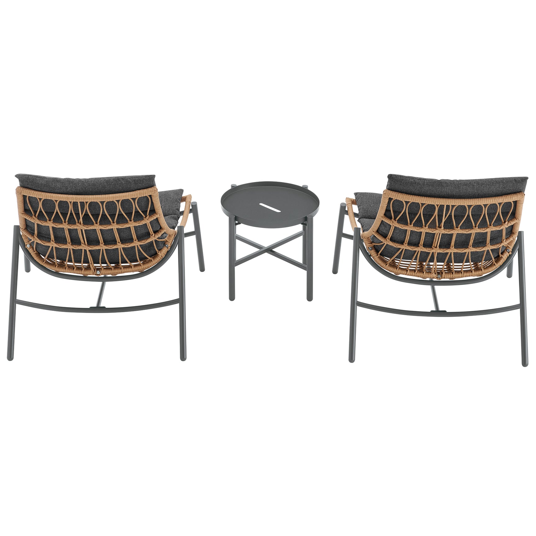 Sunset 3-Piece Patio Conversation Set in Grey - Ornate Home