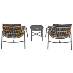 Sunset 3-Piece Patio Conversation Set in Grey - Ornate Home