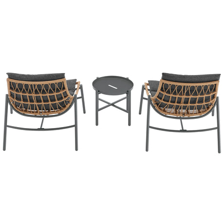 Sunset 3-Piece Patio Conversation Set in Grey - Ornate Home