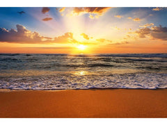 Sunset Beach Tempered Glass w / Foil Wall Art - Ornate Home