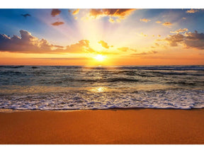 Sunset Beach Tempered Glass w / Foil Wall Art - Ornate Home