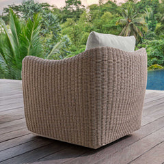 Sunset Gray/White Outdoor Swivel Lounge Chair - Ornate Home