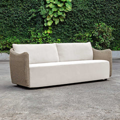Sunset Gray/White Wicker Outdoor Sofa - Ornate Home