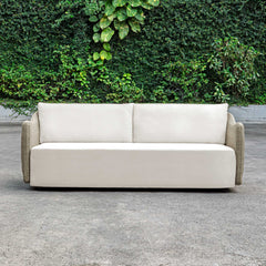 Sunset Gray/White Wicker Outdoor Sofa - Ornate Home