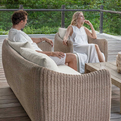 Sunset Gray/White Wicker Outdoor Sofa - Ornate Home
