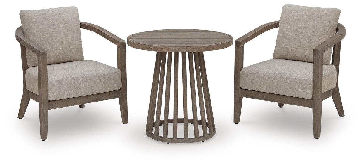 Sunset Lake Beige Outdoor Chairs with Cushions/Table (Set of 3) - Ornate Home