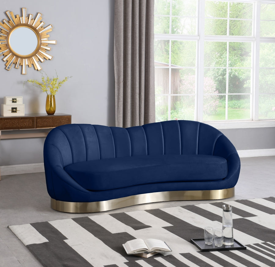 Sunshore Navy 91.5" Velvet Upholstered Sofa - Ornate Home