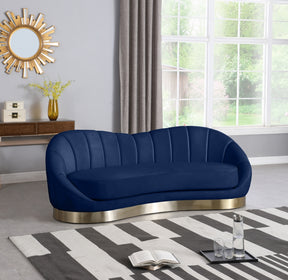 Sunshore Navy 91.5" Velvet Upholstered Sofa - Ornate Home