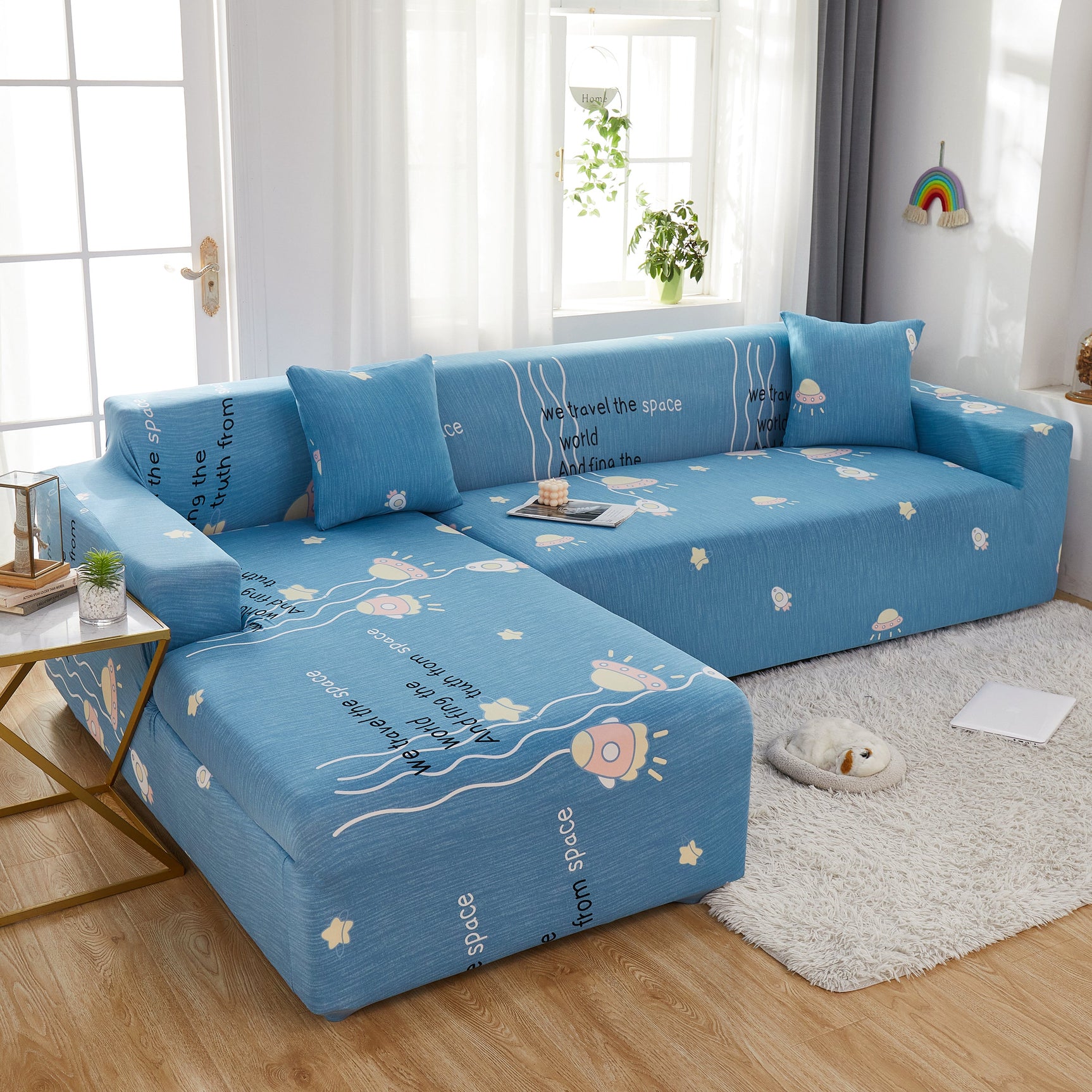 Super Stretch Couch Covers for Sectional Sofa L Shape Slipcover, Furniture Protector for Pets and Kids - Ornate Home