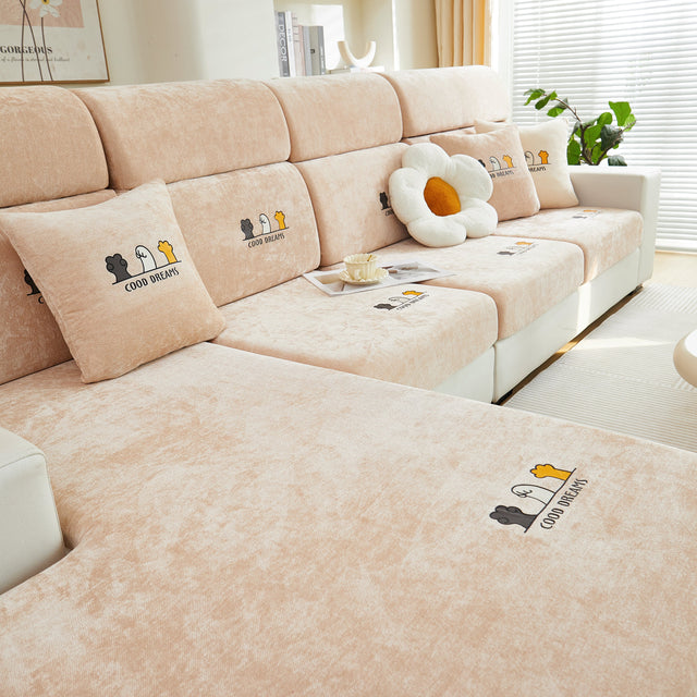 Super Stretch Seat Cushion/Couch Slipcover, Solid Couch Cushion Covers Washable Furniture Protector - Ornate Home