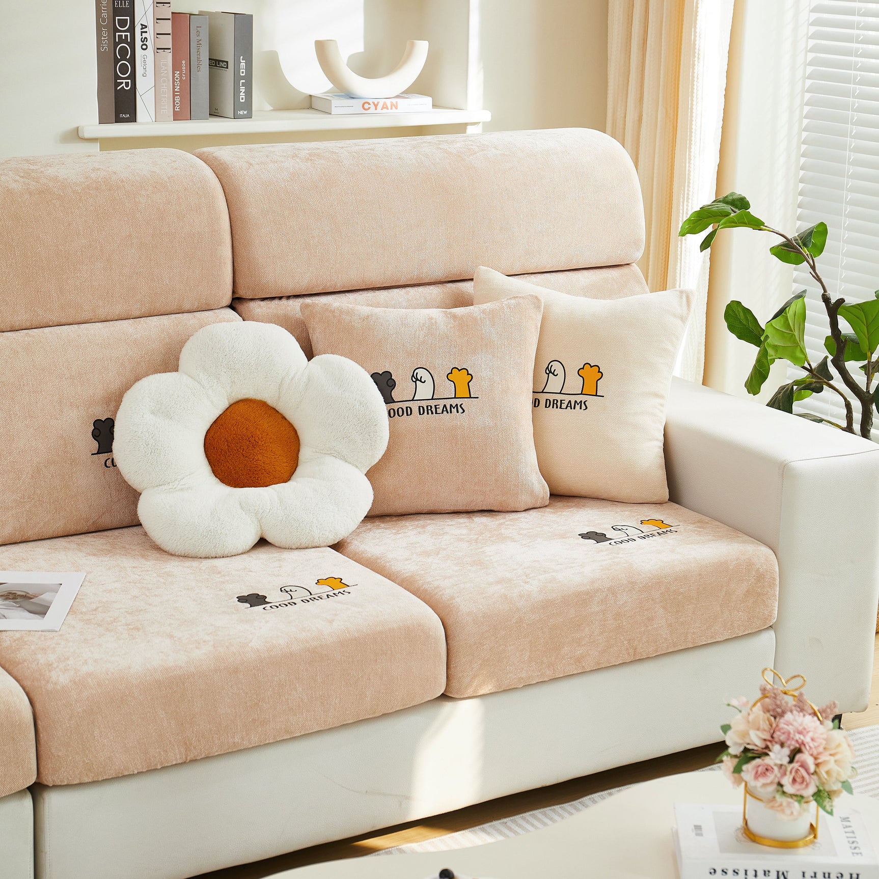 Super Stretch Seat Cushion/Couch Slipcover, Solid Couch Cushion Covers Washable Furniture Protector - Ornate Home