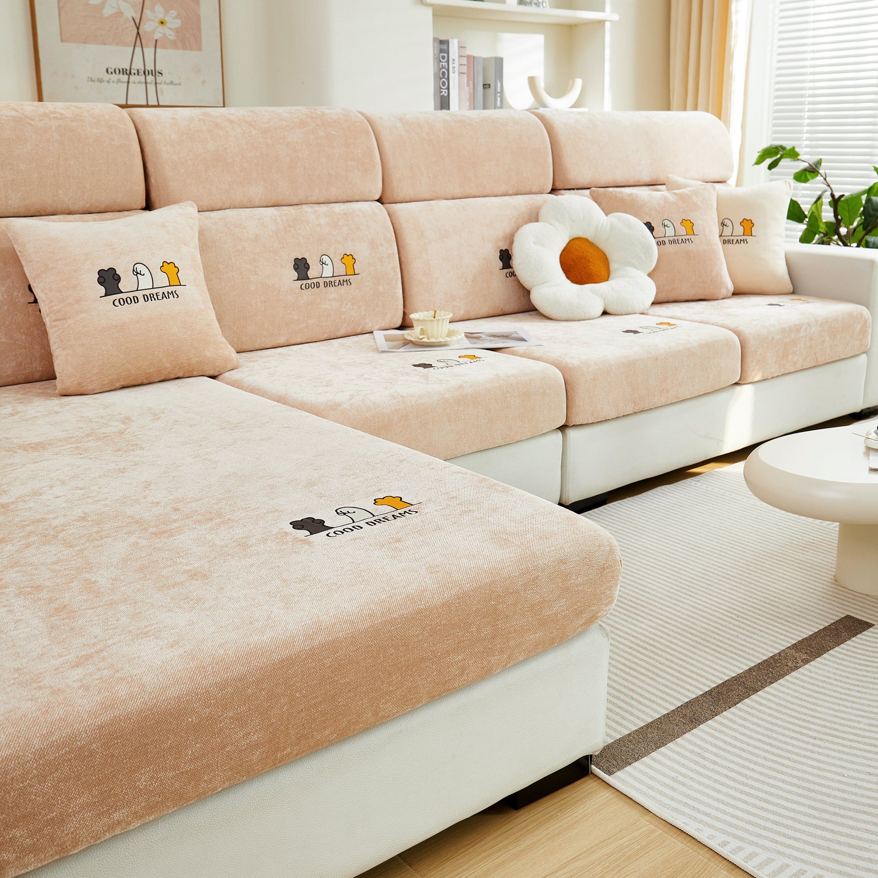 Super Stretch Seat Cushion/Couch Slipcover, Solid Couch Cushion Covers Washable Furniture Protector - Ornate Home