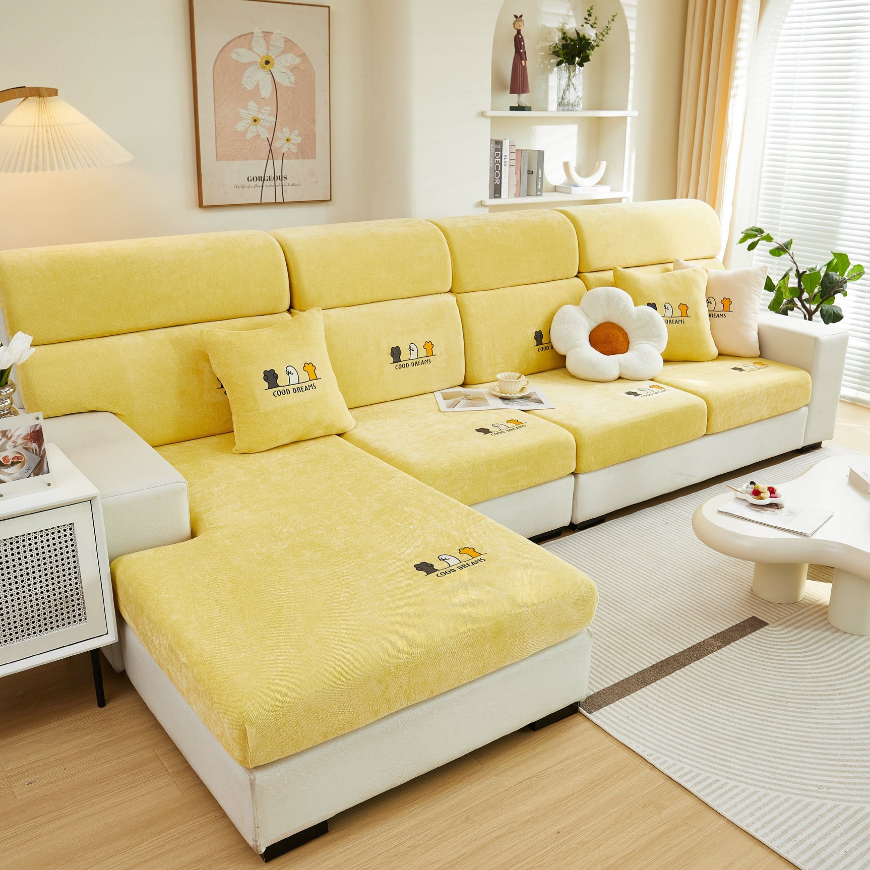 Super Stretch Seat Cushion/Couch Slipcover, Solid Couch Cushion Covers Washable Furniture Protector - Ornate Home