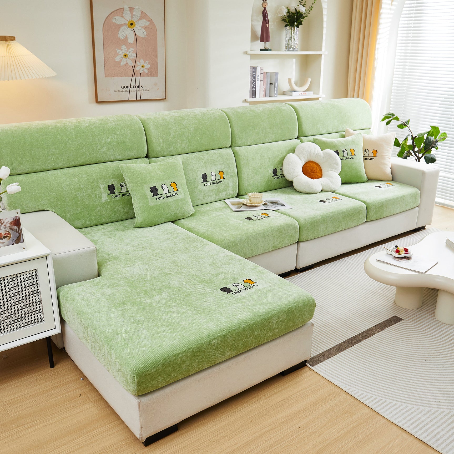 Super Stretch Seat Cushion/Couch Slipcover, Solid Couch Cushion Covers Washable Furniture Protector - Ornate Home