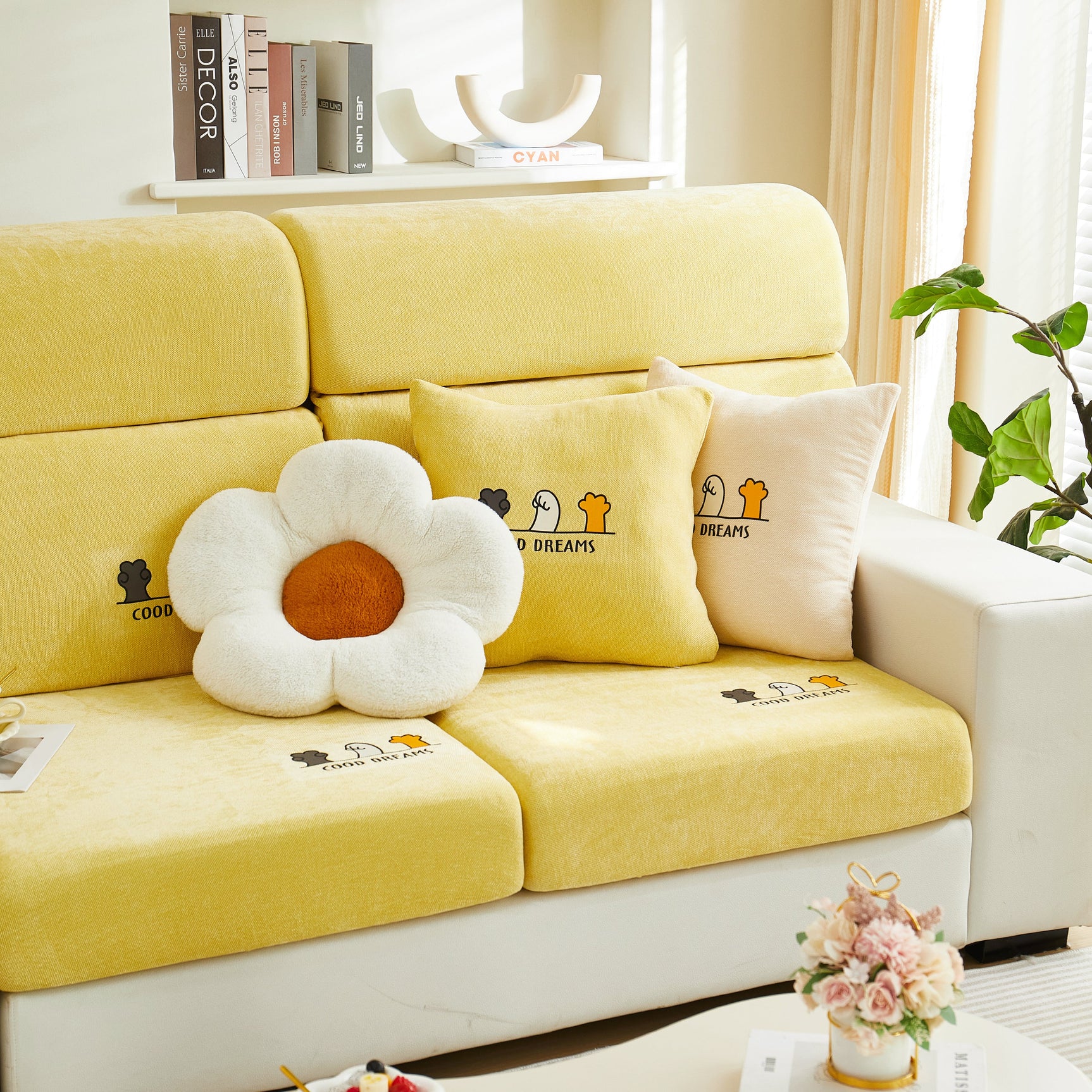Super Stretch Seat Cushion/Couch Slipcover, Solid Couch Cushion Covers Washable Furniture Protector - Ornate Home
