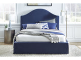 Sur Skirted Footboard California King  Storage Panel Bed in Navy - Ornate Home