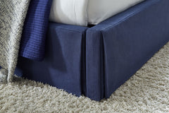 Sur Skirted Footboard California King  Storage Panel Bed in Navy - Ornate Home