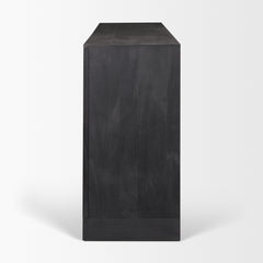 Suri Black Wood with Glass 4-Door Closed Sideboard