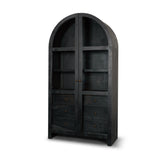 Suri Black Wood with Glass Doors Arched Curio Cabinet - Ornate Home
