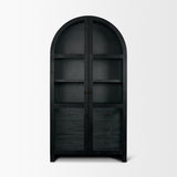Suri Black Wood with Glass Doors Arched Curio Cabinet - Ornate Home