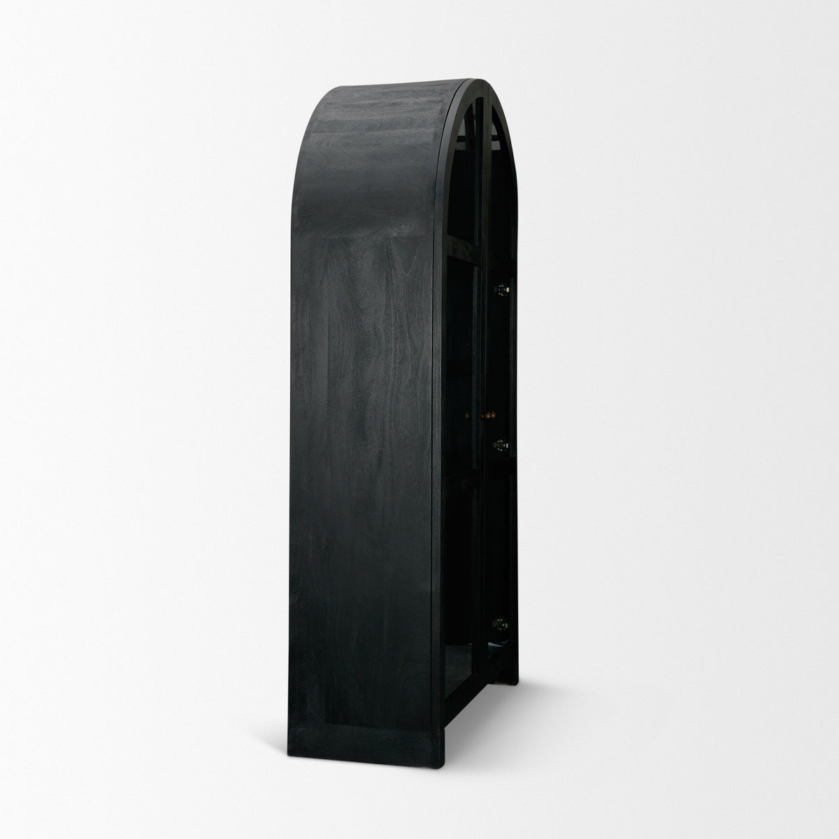 Suri Black Wood with Glass Doors Arched Curio Cabinet - Ornate Home