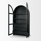 Suri Black Wood with Glass Doors Arched Curio Cabinet - Ornate Home