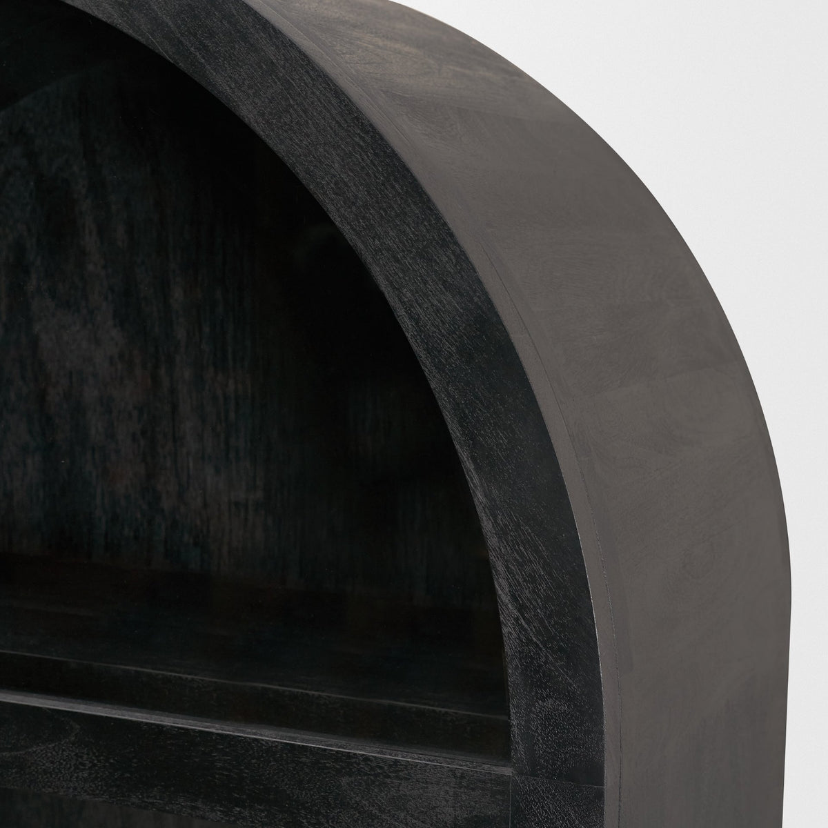 Suri Black Wood with Glass Doors Arched Curio Cabinet - Ornate Home