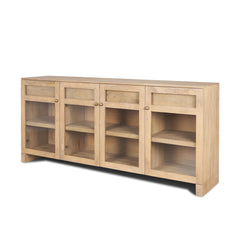 Suri Light Brown Wood with Glass Doors Sideboard