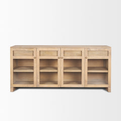 Suri Light Brown Wood with Glass Doors Sideboard