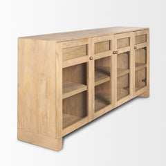 Suri Light Brown Wood with Glass Doors Sideboard