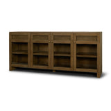 Suri Medium Brown Wood with Glass 4-Door Closed Sideboard - Ornate Home