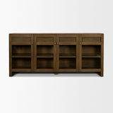 Suri Medium Brown Wood with Glass 4-Door Closed Sideboard - Ornate Home