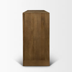 Suri Medium Brown Wood with Glass 4-Door Closed Sideboard - Ornate Home
