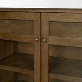 Suri Medium Brown Wood with Glass 4-Door Closed Sideboard - Ornate Home