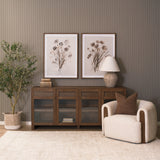 Suri Medium Brown Wood with Glass 4-Door Closed Sideboard - Ornate Home